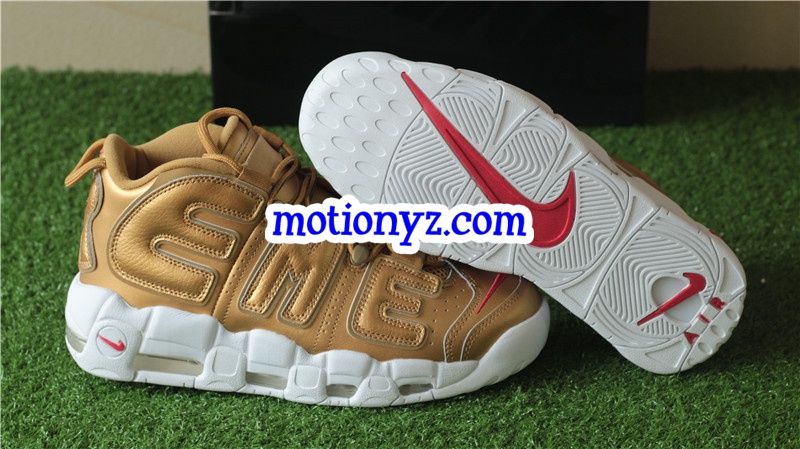 Authentic Supreme x Nike Air More Uptempo Golden